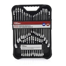 32-Piece Combination Wrench Set SAE and Metric with Roll-up Pouch for Automotive