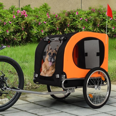 #ad Pet Bicycle Trailer Stroller Dog Cat Bike Carrier 88 lbs Water Resistant Orange $92.99
