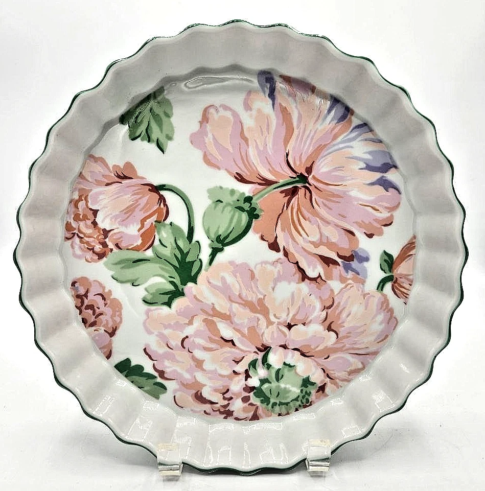 New Impressions de Paris Fleur Porcelain Tart Pie Quiche Dish Floral France 10