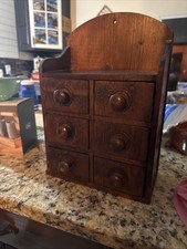 Antique Wooden Box with 6 Drawers Vintage Jewelry Box