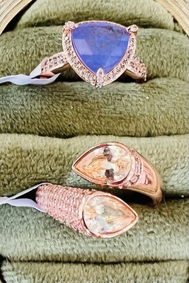 BP Rings Size 9 On Rosegold Plating With Lab Created Assorted Gemstones Lot Of 2