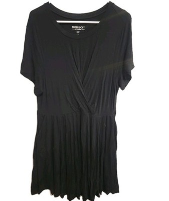 Torrid Super Soft Black Knit Surplus Wrap Front Fit & Flare Dress Pockets 2 2X