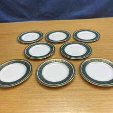 8 Royal Doulton Vanborough Green Band 6 1/2” Bread Plates