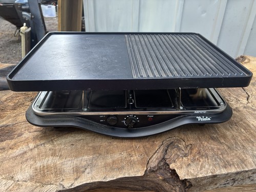 Velata Tabletop Raclette Grill 4 Serving Pieces w/Spatulas Metal/Granite Tops