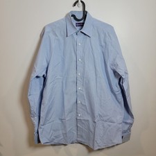 Ralph Lauren Purple Label French Cuff Dress Shirt Mens Sz 16 Blue Striped Luxury