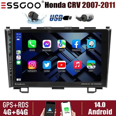 DVR+ 9''Android14 Carplay Car Stereo For Honda CRV 2007-2011 4+64G GPS BT USB+AHD