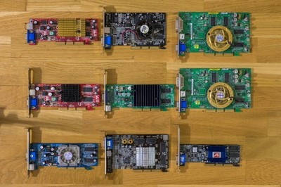 Lot of 9 AGP VGA Cards Nvidia, Ati - Not working