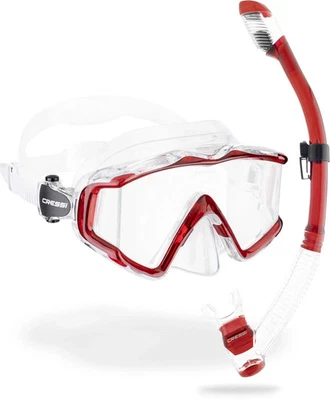 Cressi Pano 3 Scuba Mask and Supernova Dry Snorkel Set Frameless Tempered Glass