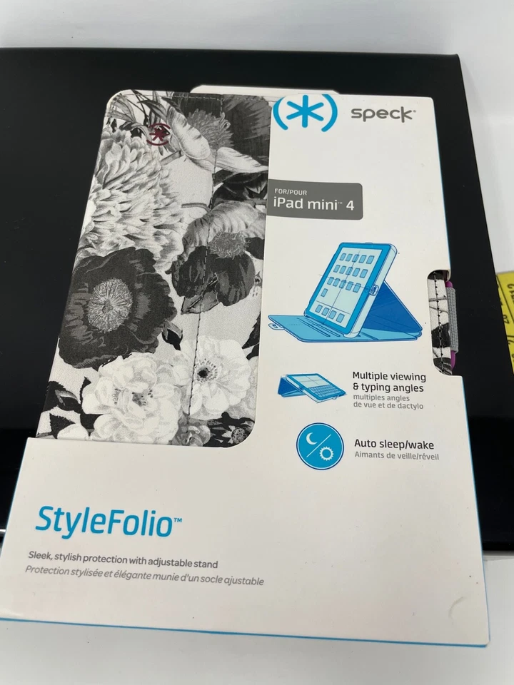 Speck StyleFolio Case for All iPad Mini4 Black Flower Fuchsia Back Brand New - Image 4 of 4