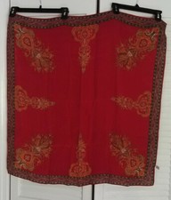 Vintage ANNE KLEIN 100 Silk Red Square Scarf 33" 33" Made in Japan