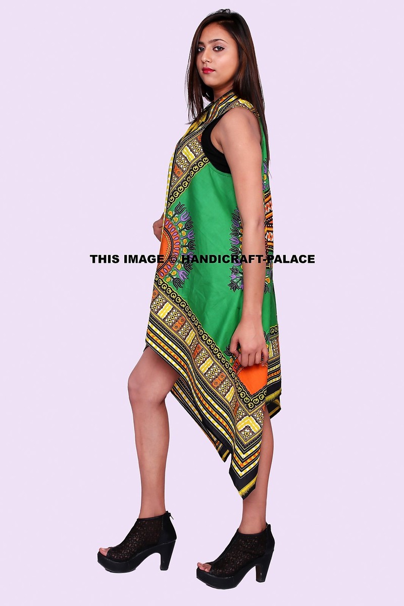 Indian Green Dashiki Loose Casual Cotton Kimono Cardigan Jacket