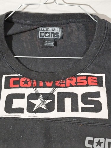 Retro Converse Herren 2XL schwarz Grafik Rundhalsausschnitt Pullover Sweatshirt RN # 116304 - Bild 4 von 7