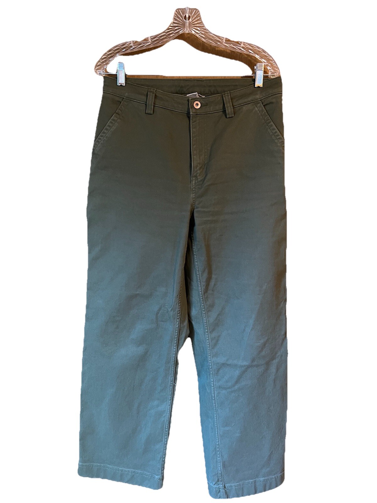 Duluth Trading Womens Wide Leg Pants Size 10 Olive Casual Workwear
