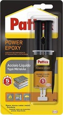 COLLA BICOMPONENTE EPOSSIDICA ADESIVO PATTEX ACCIAO LIQUIDO POWER EPOXY SIRINGA