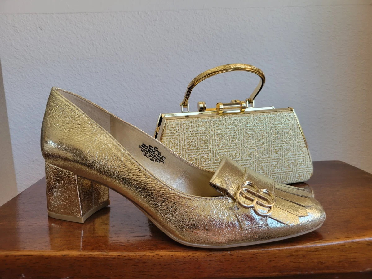 Bandolino women s metallic gold shoes new w o box includes Selini purse