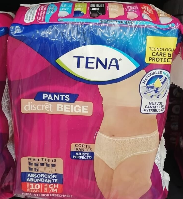 ROPA INTERIOR DESECHABLE TENA PANTS DISCRET BEIGE TALLA CHICA