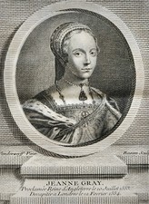 JEANNE GRAY QUEEN OF ENGLAND (1537-1554) PORTRAIT ENGRAVING 1770
