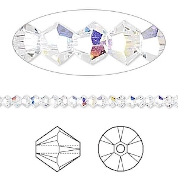 Cuentas, 48 Cristal Aurora Boreal 3mm Xilion Bicono Swarovski Cristal Cuentas (5328) Foto 2 de 3