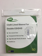 100 x CD DVD Cloth Lined Sleeve 100 Micron High Quality Record Sleeves Neo Media