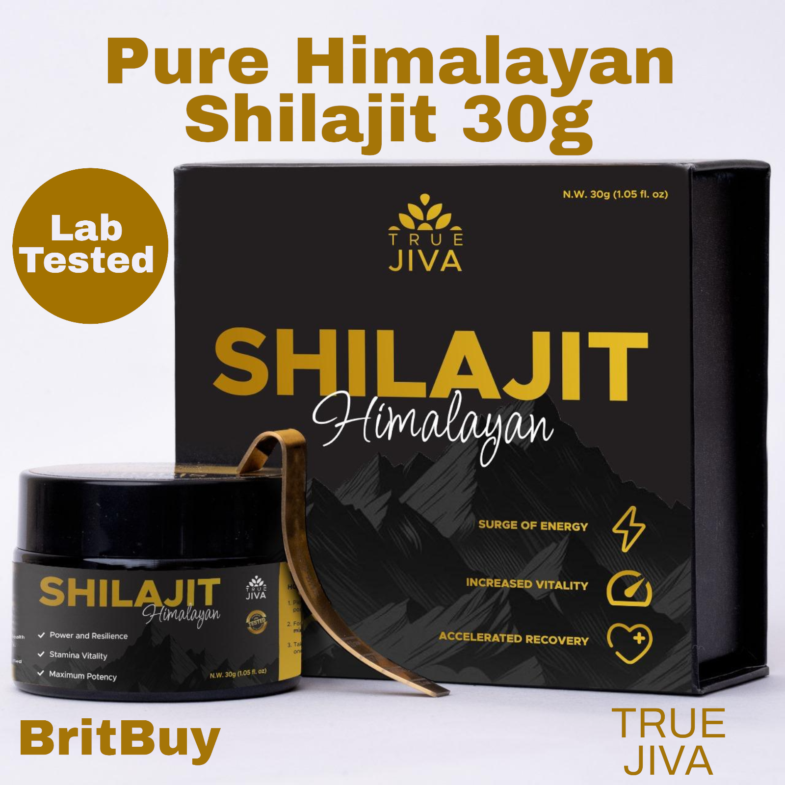 TrueJiva Pure Himalayan Shilajit Resin Lab Tested Fulvic Acid Organic Supplement