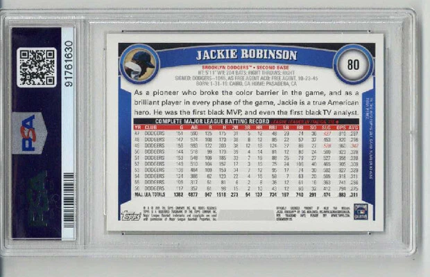 2011 TOPPS COGNAC DIAMOND ANNNIVERSARY JACKIE ROBINSON DODGERS PSA 10 LOW POP - Image 2 of 2
