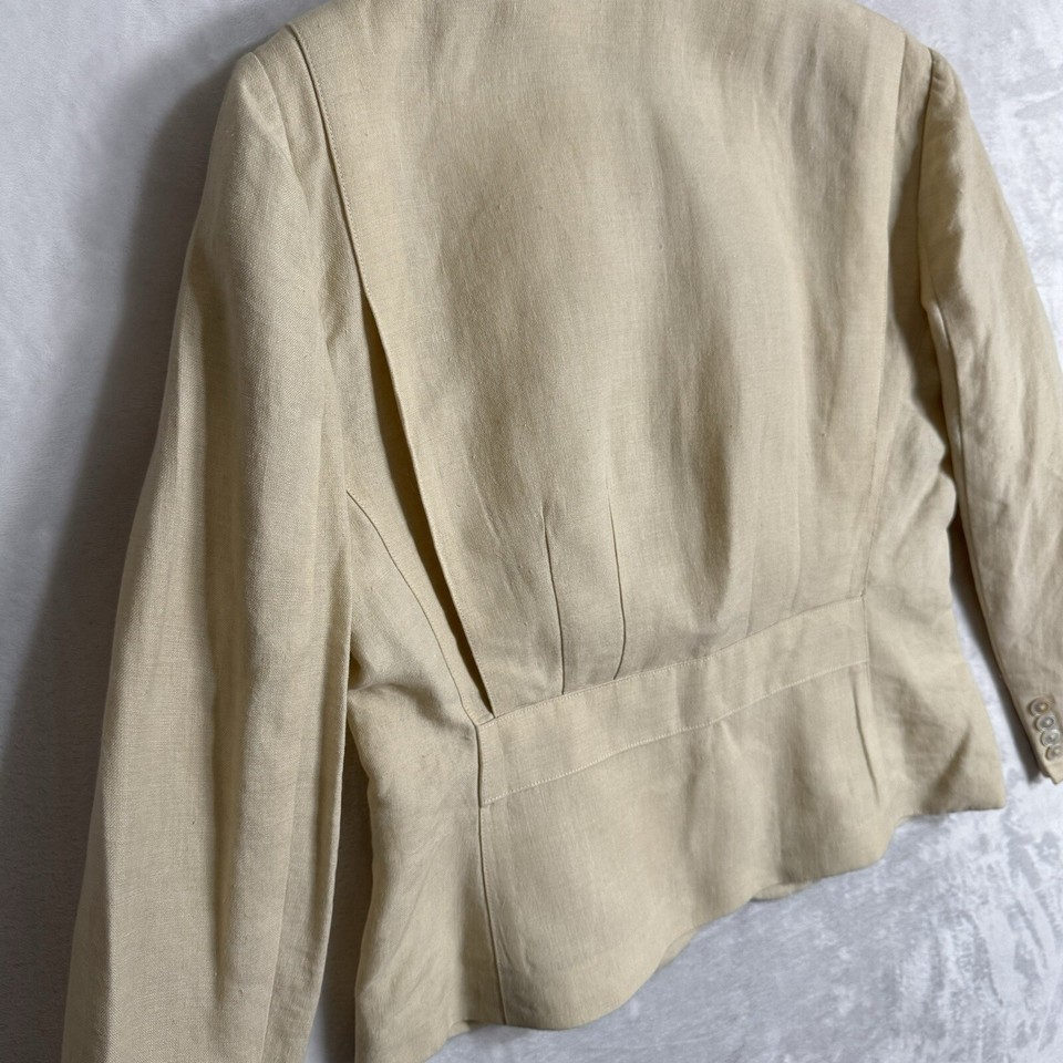 Ralph Lauren Linen Blazer Jacket Size 12 Fits 8 10 Cream Short Safari