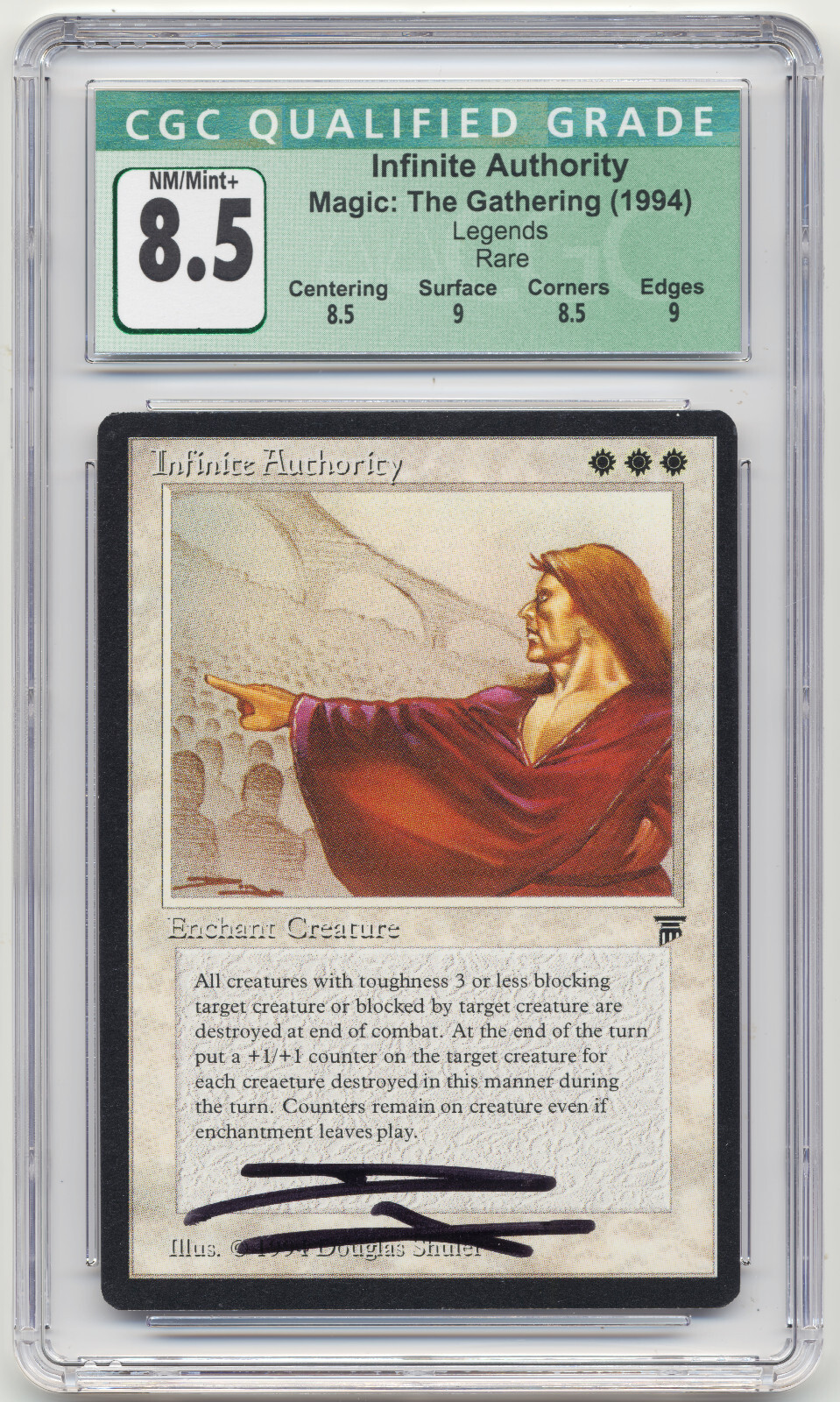 Graded Signed Infinite Authority CGC 8.5 Legends Artist Douglas Shuler MTG Magic