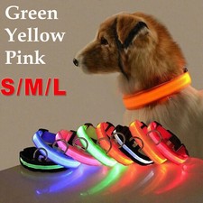 USB Rechargeable LED Dog Collar Nylon Glow in The Dark Flashing Pet dOG Collar