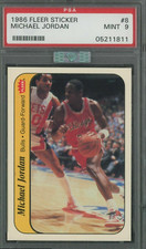 1986 Fleer Sticker #8 Michael Jordan Rookie PSA 9 MBA SILVER DIAMOND/HIGH END++