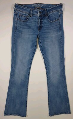 American Eagle Jeans Women 6 Reg Kick Boot Cut Low Rise Med Wash Stretch 30x31