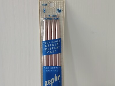 1 Pkg. of 4 Zephr Double Point Knitting Needles Anodized Aluminum 7''/ Sz: 8 Pink