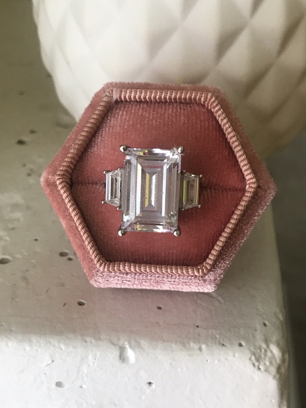 Rectangular Crystal Silver Tone Solitaire Cocktai… - image 9