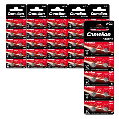 6x Camelion Knopfzellen Uhren - Batterien AG3 Alkaline 0% HG 10er Blister