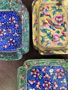 3 Antique Chinese Canton Tray Dishes