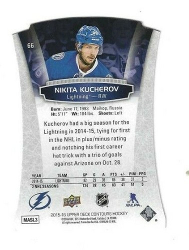 2015-16 Upper Deck Contours Nikita Kucherov Red /99 #66 Lightning - Picture 2 of 2