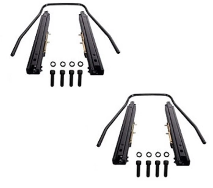 2 X ASIENTOS DE CARRERAS RECLINABLES DE CUERO PVC NEGRO + DESLIZADORES PARA PONTIAC NUEVOS * Foto 3 de 3