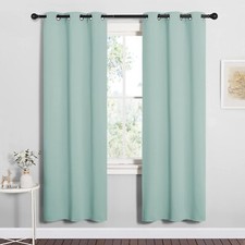2 PCS Aqua Blue 72"L x 34"W Solid Grommet Darkening Curtains For Bedroom