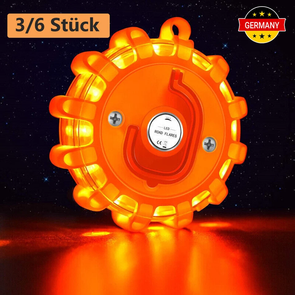 3/6 tlg Wasserdicht LED Warnleuchte Auto Warndreieck Kfz Notleuchten Warnblitzer - Bild 3 von 4