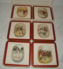 Vintage Set 6 Johnnie Walker Whisky Drinks Coasters Art by Tom Browne Pimpernel
