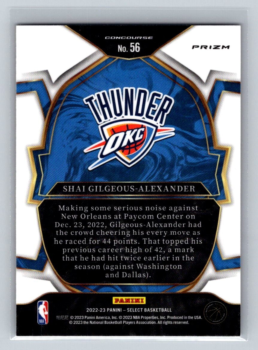 2023 Panini Select #56 Shai Gilgeous-Alexander Orange Flash