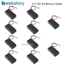10pcs 2 X 1.5V AA Battery Holder Case with Switch and Wire 2 Slots Battery Box