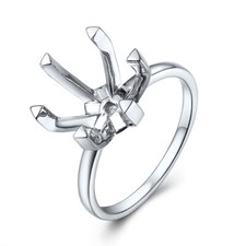 Sterling Silver Prong Setting Solitaire Ring Round 12mm Non-Plated High Polish