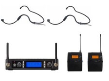 UHF Professional Dual Channel Wireless Headset Headworn Microphone for Church