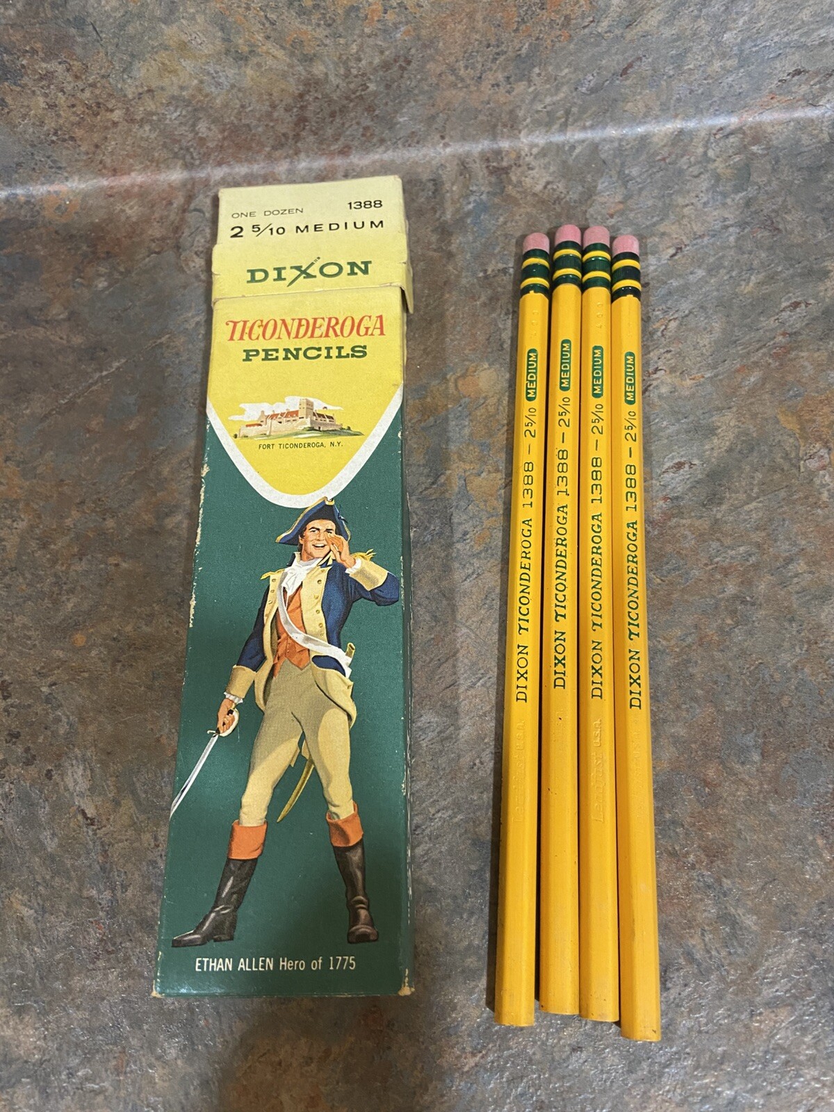 4 VTG Dixon Ticonderoga #2 Soft Pencils w/Box Ethan Allen  #1388
