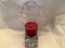 Santa Claus Sitting  Clear Glass Crystal Christmas Votive Candleholder