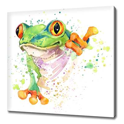 Frosch Aquarell Farbspritzer Tier modernes Design Wohndeko Leinwanddruck