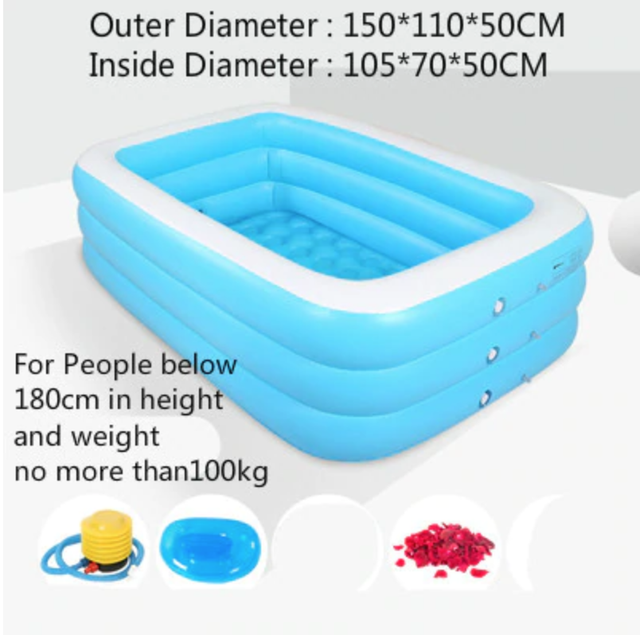 Large Inflatable 2 Person Bathtub Adult Outdoor Indoor Hot Tub Big