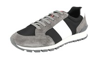 Prada Leder Nylon Prax Sneaker Linea Rossa 4E3053 Grau Schwarz Neu - 9 43