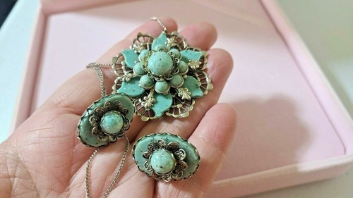 HIGH END *RARE* AMAZINGLY GORGEOUS VINTAGE NECKLACE PENDANT EARRINGS SET!! - Picture 3 of 4