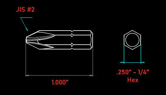 2 pcs Genuine Vessel JIS #2 Screwdriver Bit for Japanese